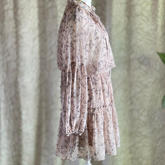 NWT LOVESTITCH Chiffon Peasant Cottagecore Mini Dress - Picture 2 of 13